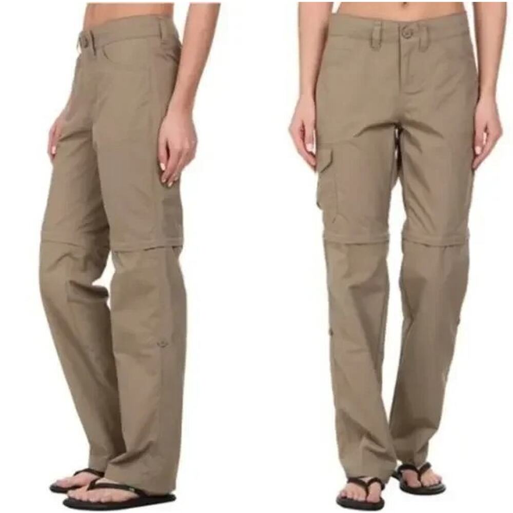 Mountain Hardwear Women's Size 2 Khaki Convertible Zip Off Cargo Hiking Pants - Picture 2 of 5